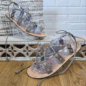 Sam And Libby Strappy Lace Up Gladiator Sandals with Beaded Accents Size 10
